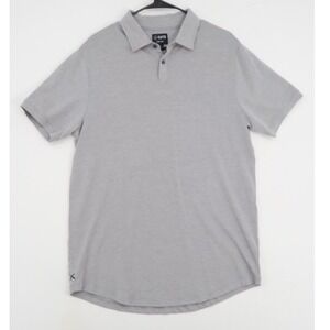 Cuts Clothing Curve Hem Polo Shirt Mens Large Grey Pima Cotton Stretch Short Slv